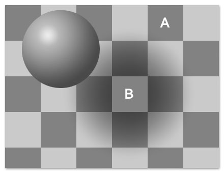 Quadrate des Schachbretts unterschiedlich hell? (optische Illusion)